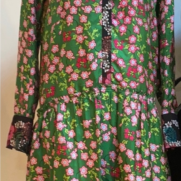 SANDRO GREEN SILK DRESS - Picture 2 of 6